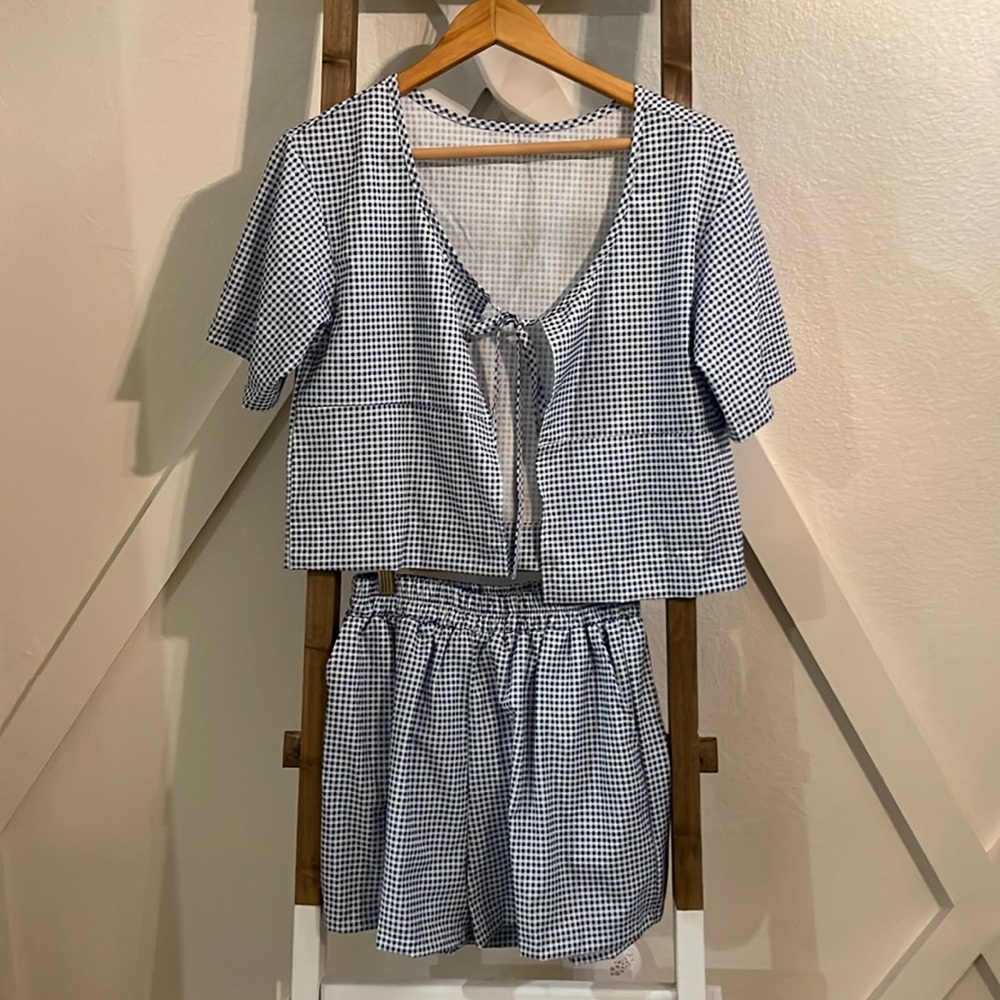 Front tie top two piece matching set